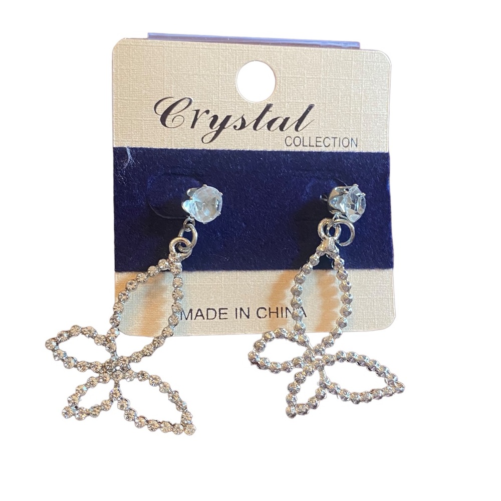 Diamond Rhinestone Butterfly Drop Earrings